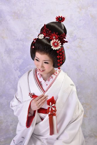 ブライダル　白打掛　日本髪